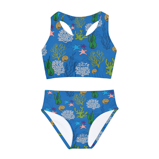 Girls Two Piece Coral Reef Swimsuit